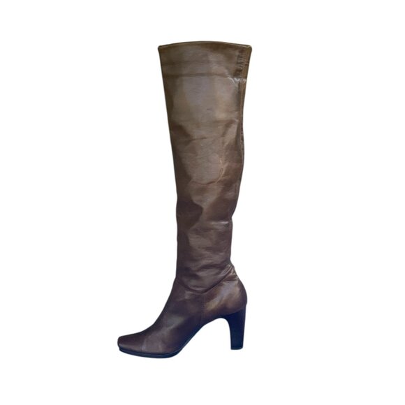 Liz Claiborne “Flex” Brown Tall Knee High Leather Heeled Boots- Womens 9.5 M - Picture 8 of 16